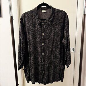 CP SHADES Vintage Oversized Black Rayon Shirt Jacket - size S